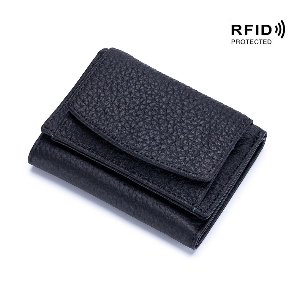 Cartera Mini de Cuero Genuino para Mujeres con Protección RFID