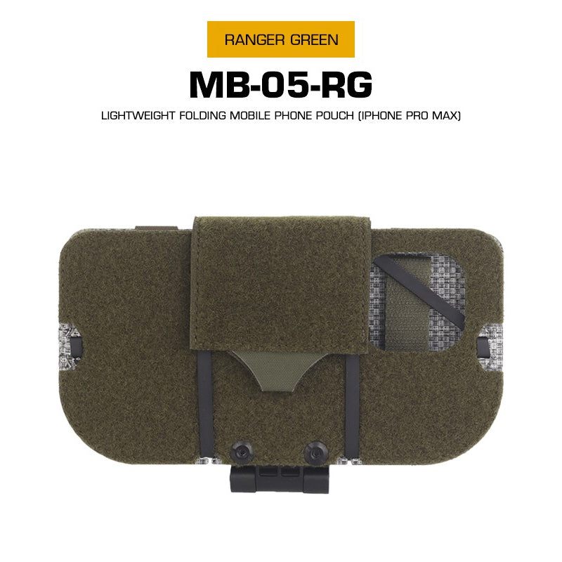 Tactical Phone Pouch, Molle, for Airsoft, Camping, Hunting. Foldable, for Phone & Map. - Korvel