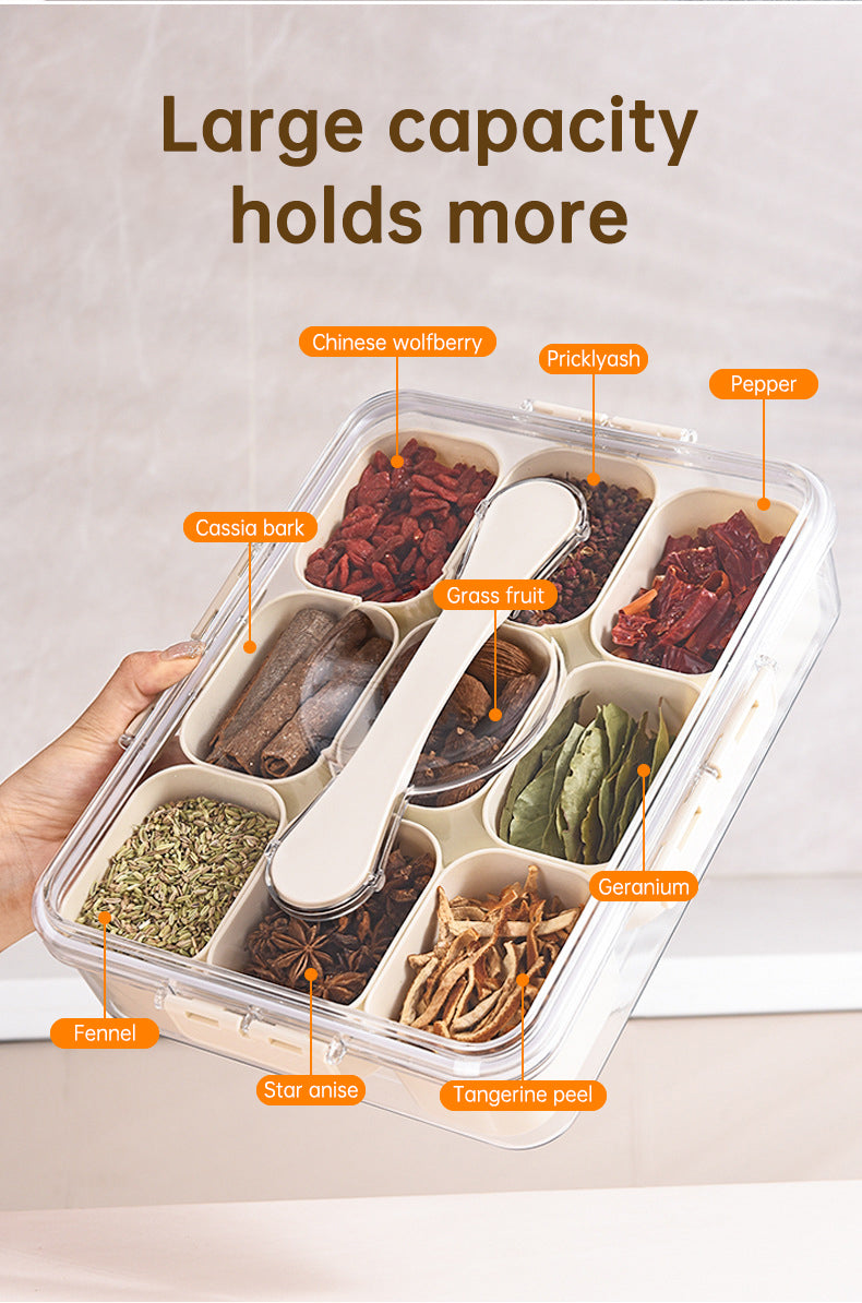 Design Sealed Snackle Storage Box With 9pcs Divider Plastic Divided Veggie Tray With Lid And Handle - Korvel