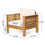 Outdoor Acacia Wood Club Chairs with Cushions, Teak+Beige, 27.75"D x 32"W x 27.75"H - Korvel