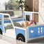 Full Size Classic Car-Shaped Platform Bed with Wheels,Blue - Korvel