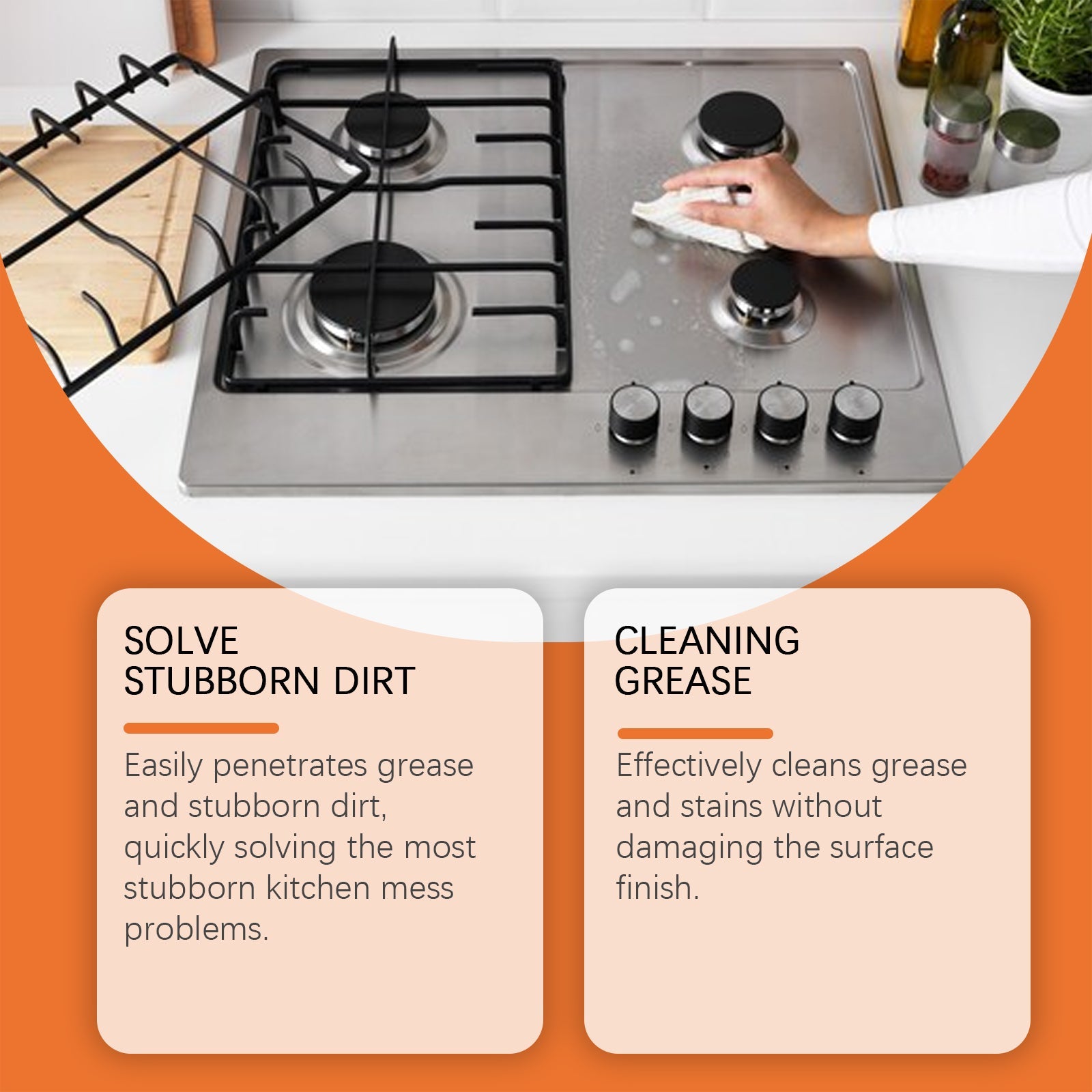 Kitchen Grease Cleaner Kitchen Hood Cooktop Grease Cleaner Multi-Effect Decontamination Cleaner - Korvel