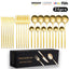 Cutlery Set Stainless Steel Knife Fork Set 24-Piece Tableware Set Golden Steak Knife Fork Spoon 6-Person Set - Korvel