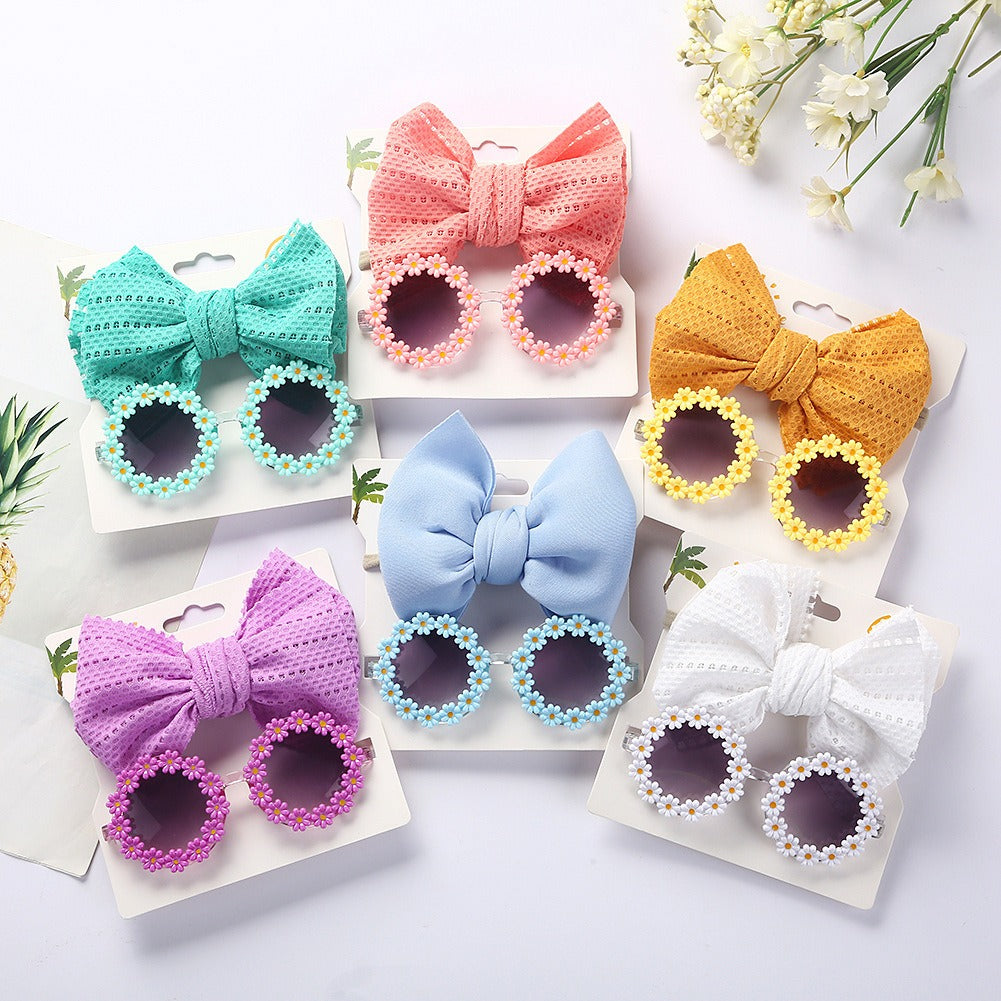 Personalized girl fashion glasses, baby headband set, sun visor - Korvel