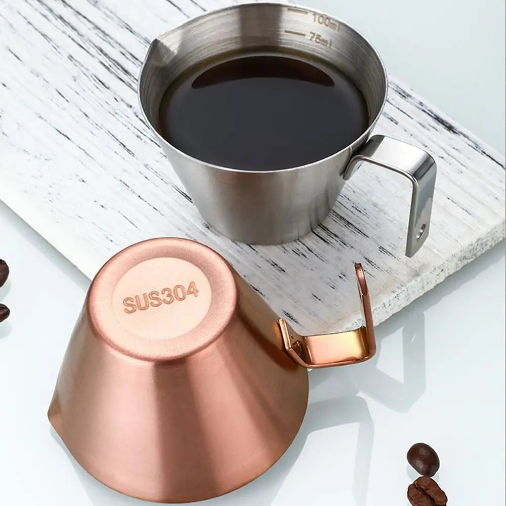 304 Stainless Steel Espresso Measuring Cup Small 100ml Espresso Shot Cup Dishwasher Safe V-Shaped Mouth - Korvel