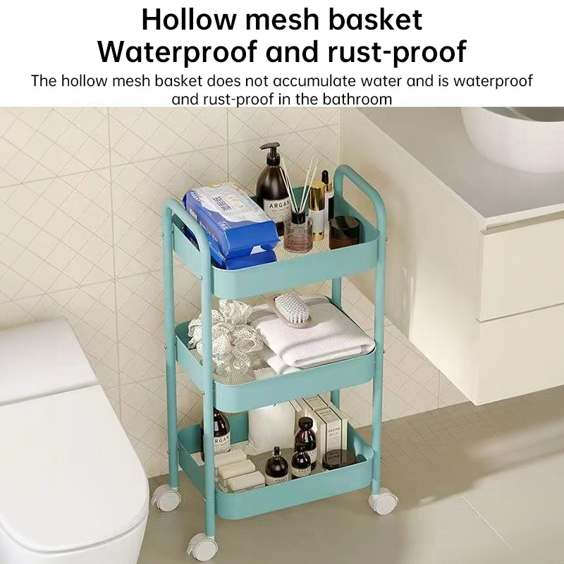 3 - tier rolling metal utility cart with wheels. Multifunctional, for kitchen, etc. Model: FRUTA - 001 1690 2090 - Korvel