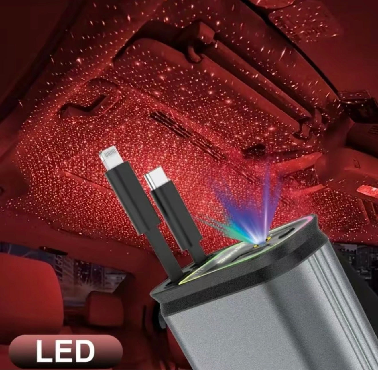 Chargeur de voiture StellarDrive - Charge rapide et lumière ambiante