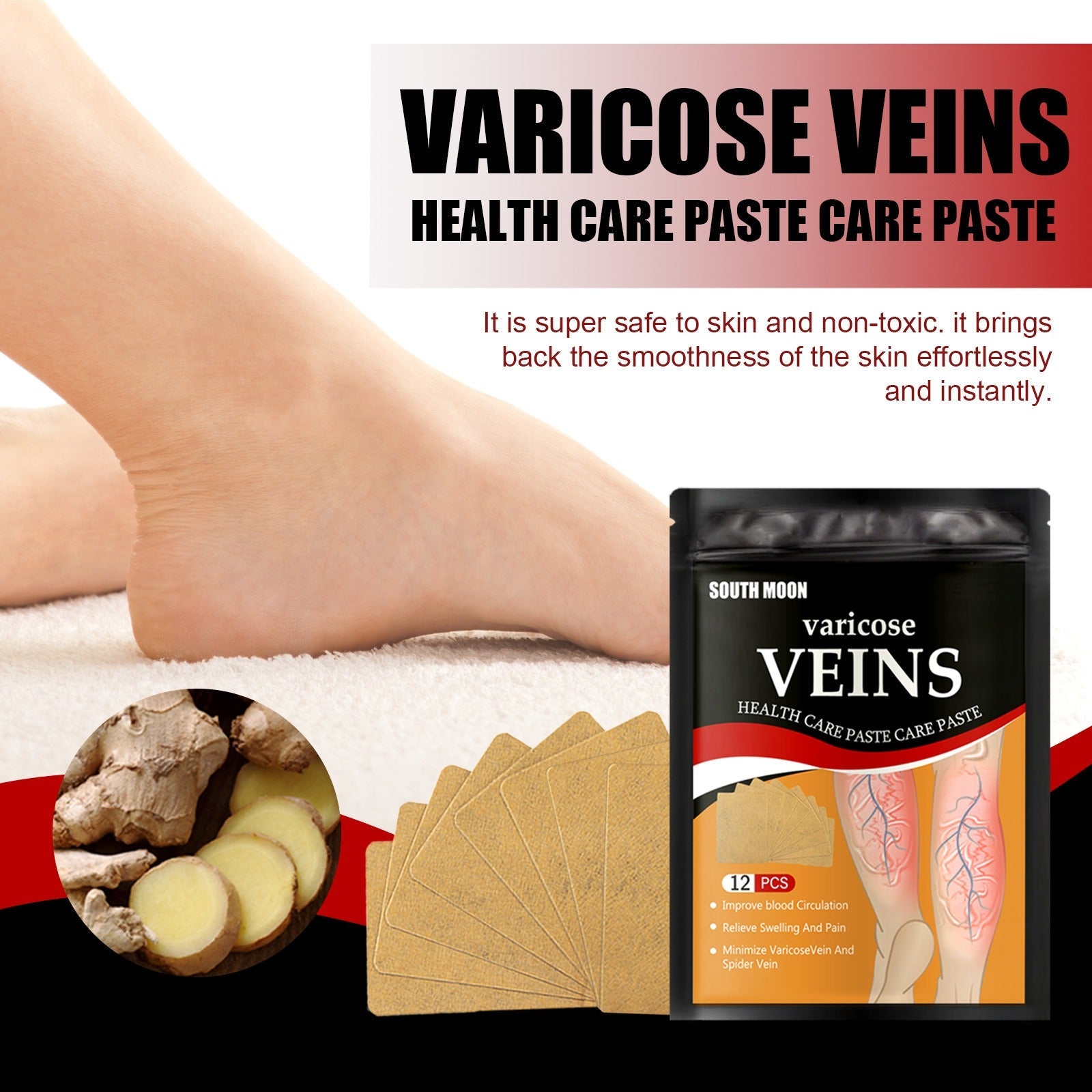 Venous health patch relieves varicose blood vessel blockage and protrusions in the feet. Cold compress venous health patch - Korvel