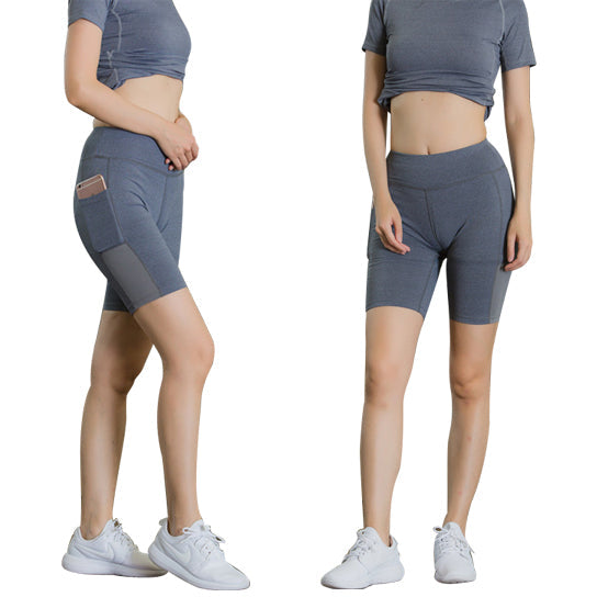 Stretchable Yoga Shorts with Convenient Phone Pocket