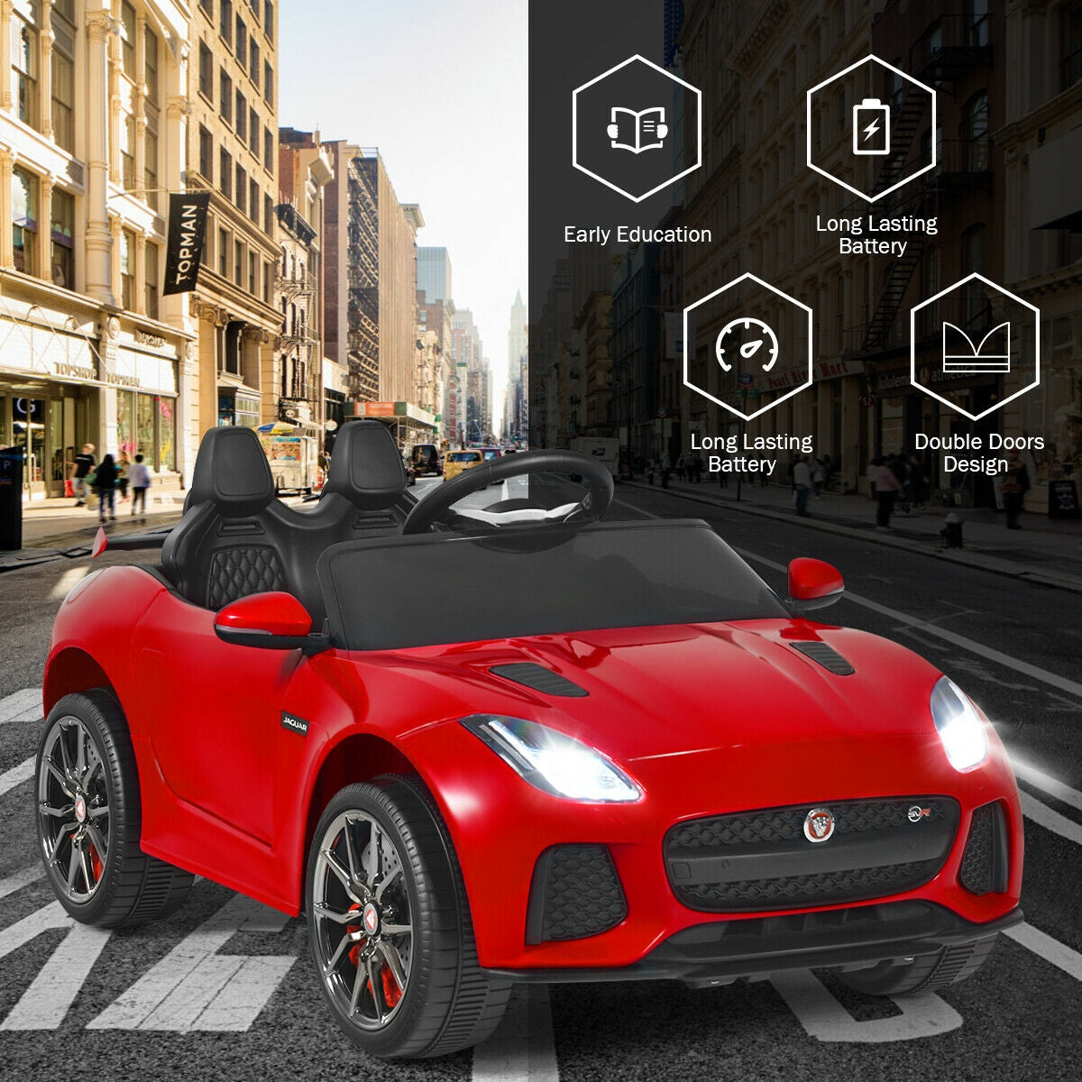 Coche Eléctrico para Niños Licenciado Jaguar F-Type SVR de 12V - Rojo