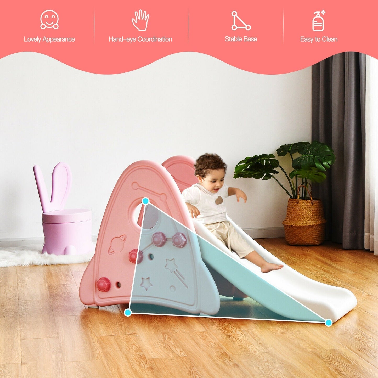 Freestanding Baby Slide Indoor Climber Set - Pink