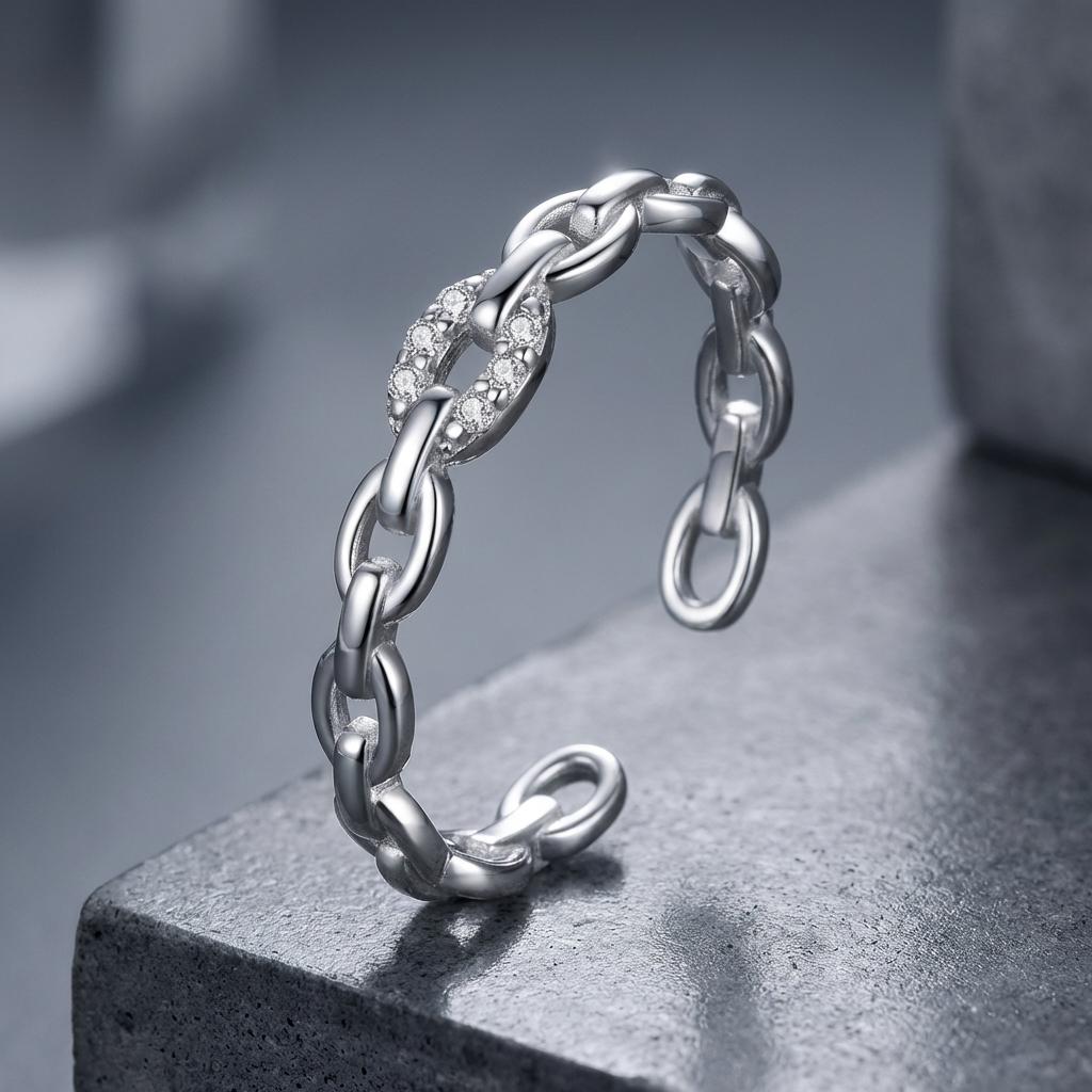 Anillo de Compromiso de Plata Esterlina 925 con Pavé de CZ