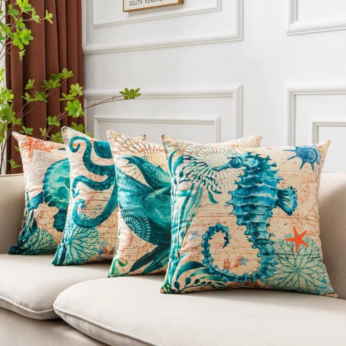 Housses de coussin imprimées Tortue de mer Mandotos pour une décoration intérieure élégante