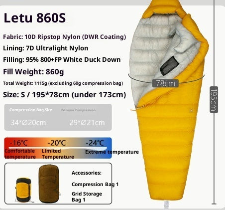 Sac de couchage en duvet ultra léger premium pour aventures en plein air