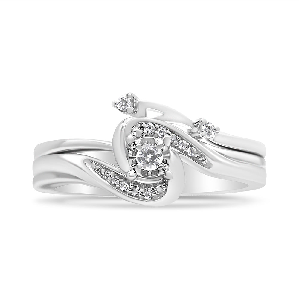 Anillo de Conjunto Nupcial de Diamante en Plata Esterlina .925 - Talla 7