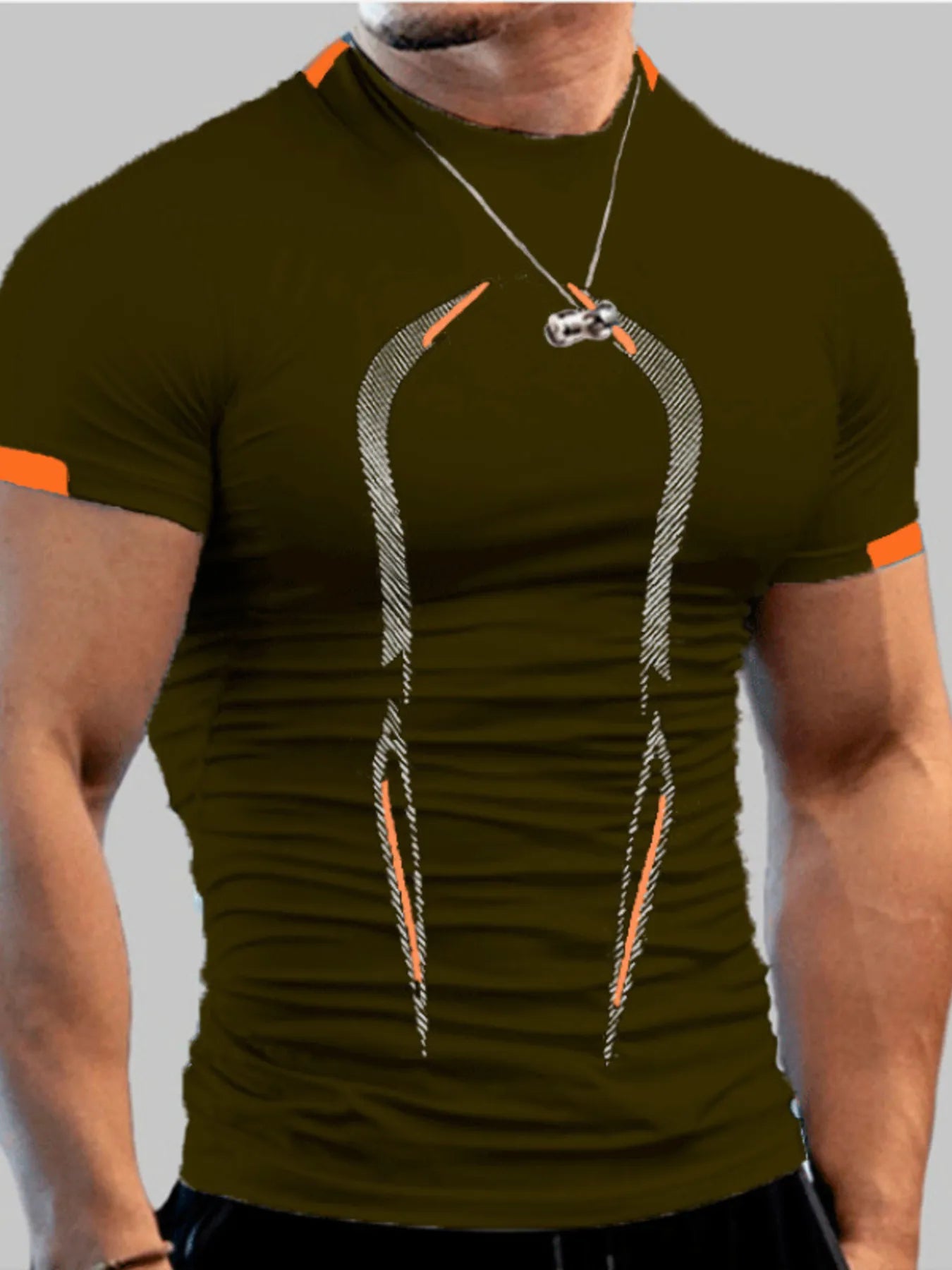 Camiseta Activa de Cuello Mock de Talla Grande para Hombre