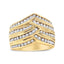 Bague en Argent Sterling Plaqué Or Jaune 10K avec Diamants en Canal