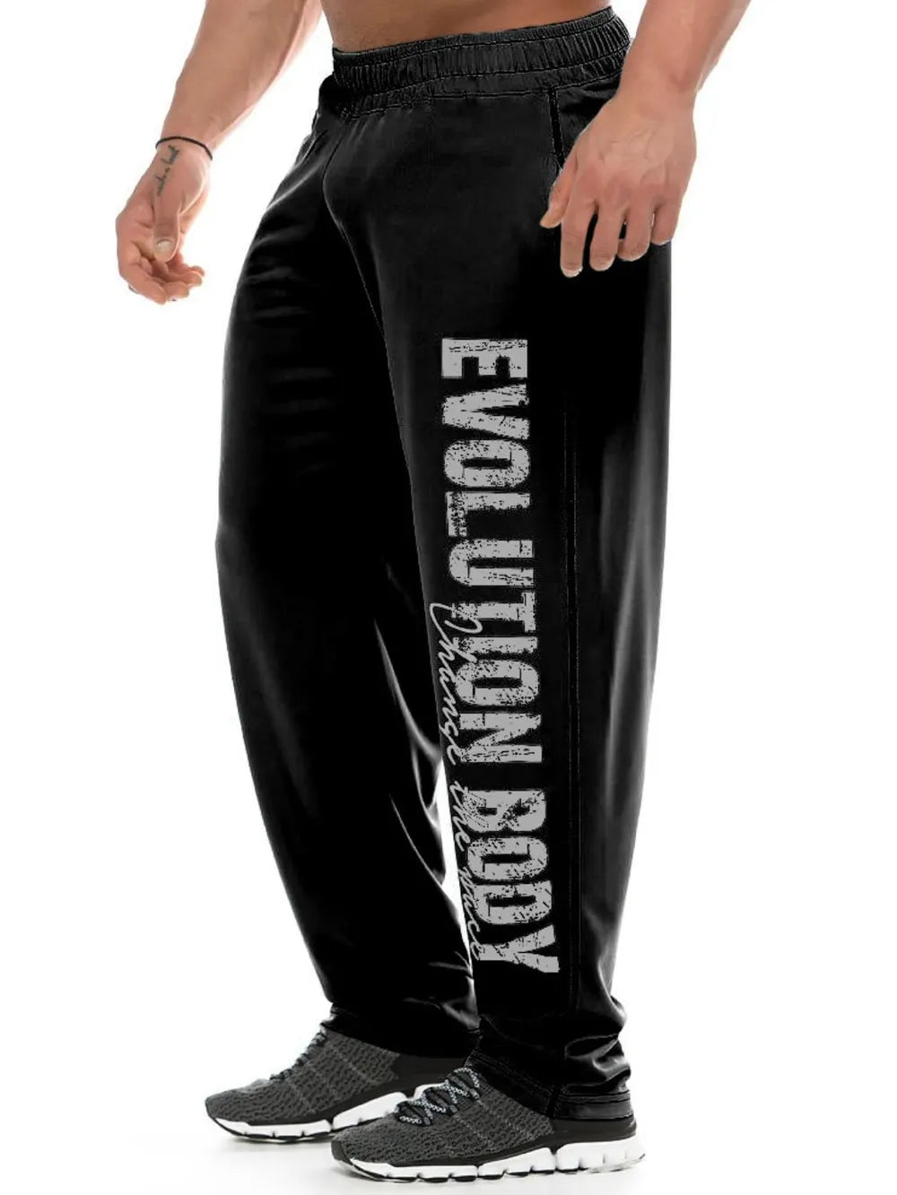 Men's Elastic Waist Active Pants with Letter Design