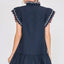 Vestido Elegante de Manga Rizada Talla Grande en Azul Marino
