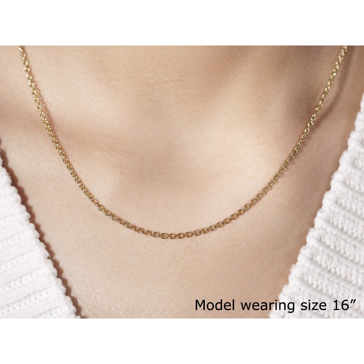 14k Yellow Gold Round Cable Link Chain - 1.9mm