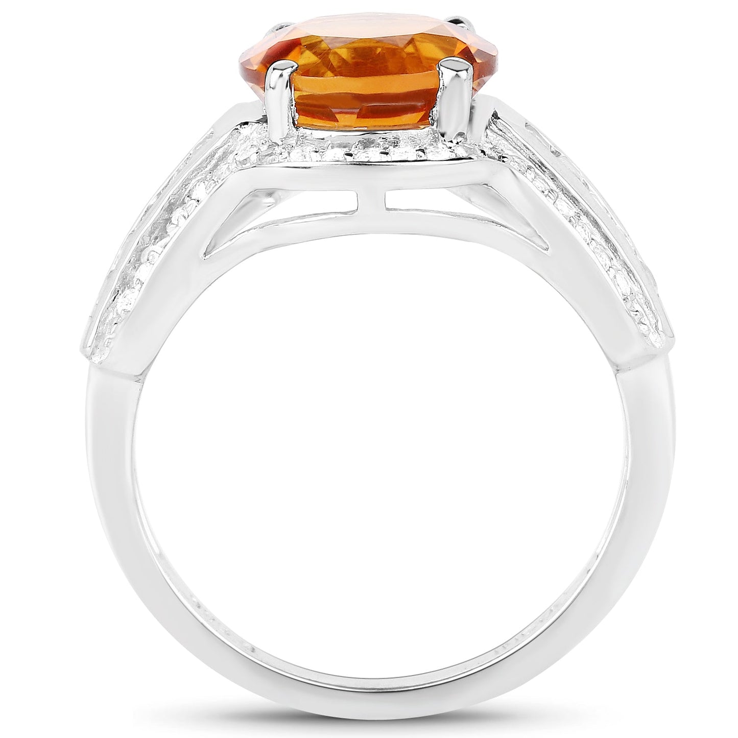 2.81 Carat Genuine Citrine and White Topaz Sterling Silver Ring