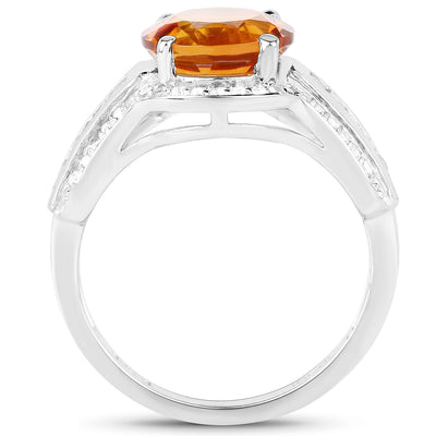 Bague en argent sterling avec citrine et topaze blanche de 2,81 carats