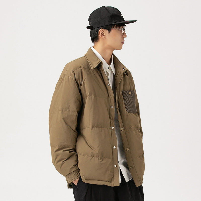 Chaqueta de plumas ligera impermeable para hombre