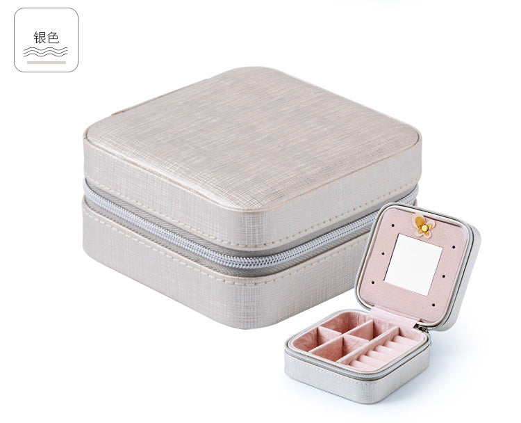 Elegant PU Leather Jewelry Organizer with Mirror