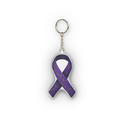 Epilepsy Awareness Plush Keychain - Purple Ribbon Symbol