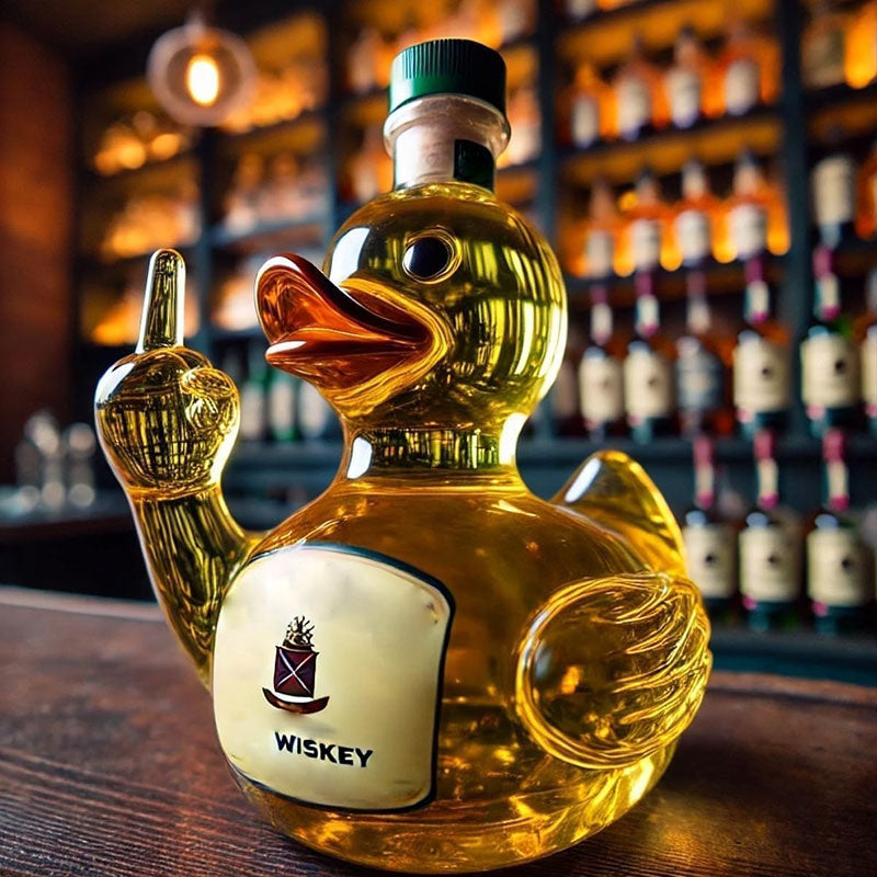 10 Oz Middle Finger Duck Bottle - Funny Whiskey Duck Decanter. Great Prank Decoration for Bar, Office or Home - Korvel