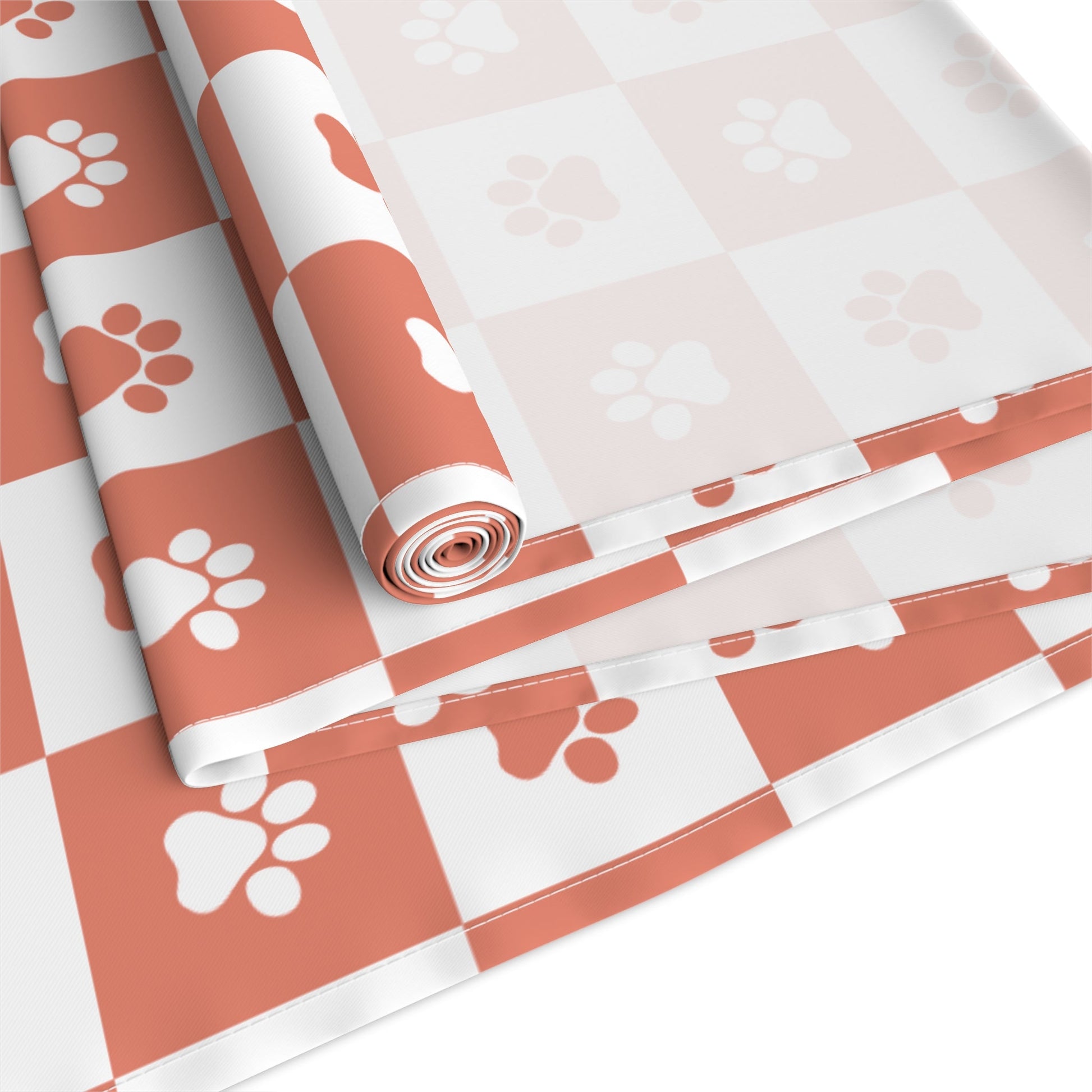 Charming Red & White Paws Table Runner - Cotton & Polyester Options - Korvel