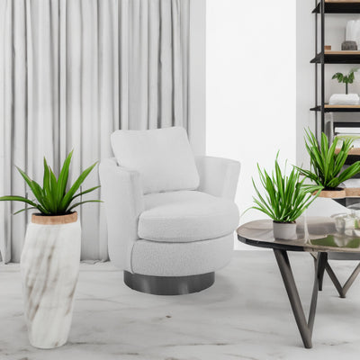 Teddy Rotating Bucket Chair - Elegant White Armchair