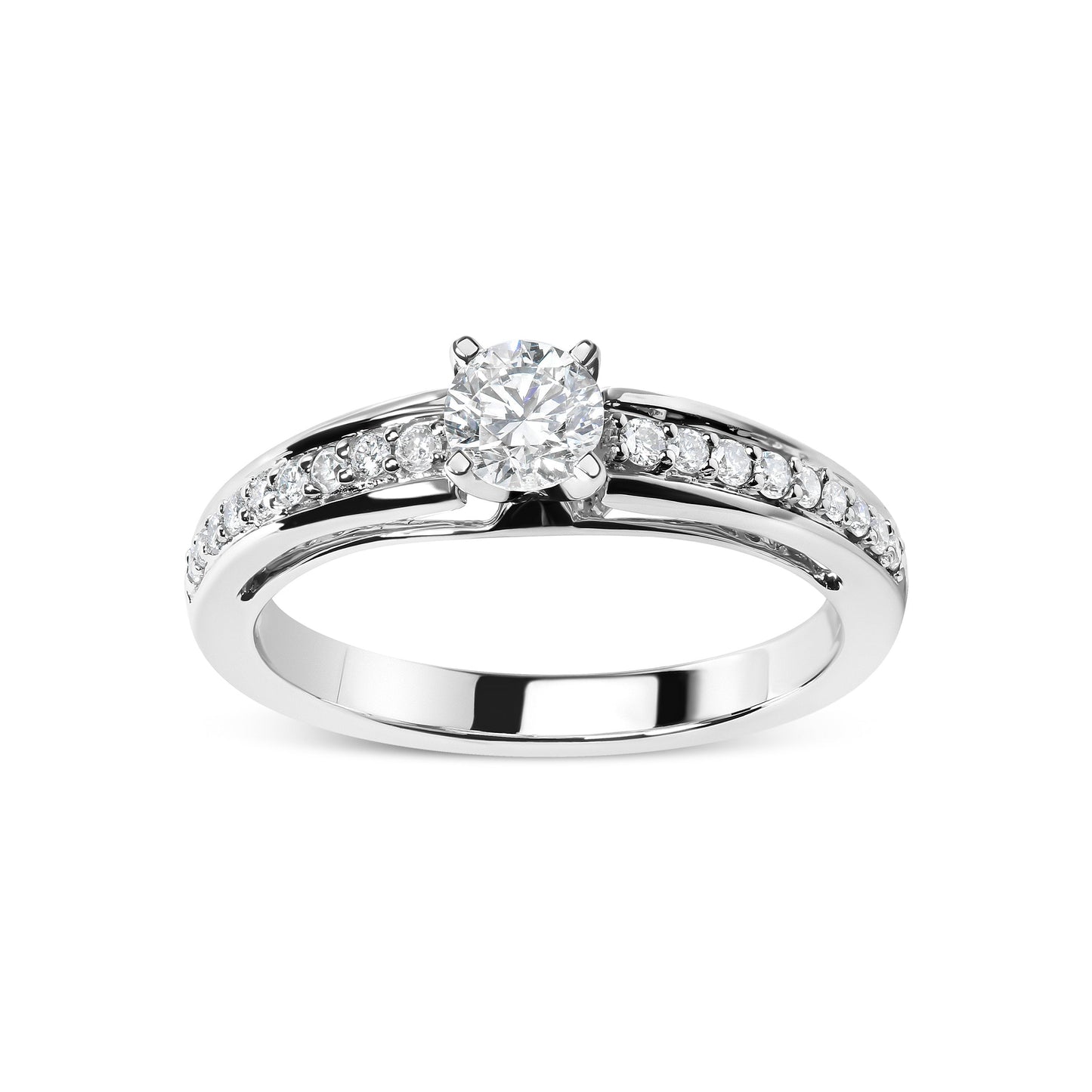 Anillo de Compromiso Solitario de Diamante de Oro Blanco de 14K - Talla 7