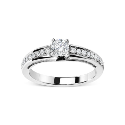 14K White Gold 1/2 Cttw Diamond Solitaire Engagement Ring - Size 7