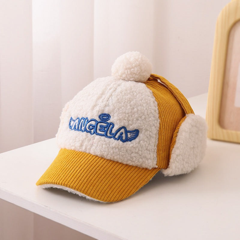 Gorra de béisbol de corduroy cálido para niños con protección para las orejas