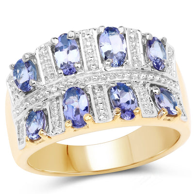 14K Yellow Gold Plated Tanzanite Cocktail Ring