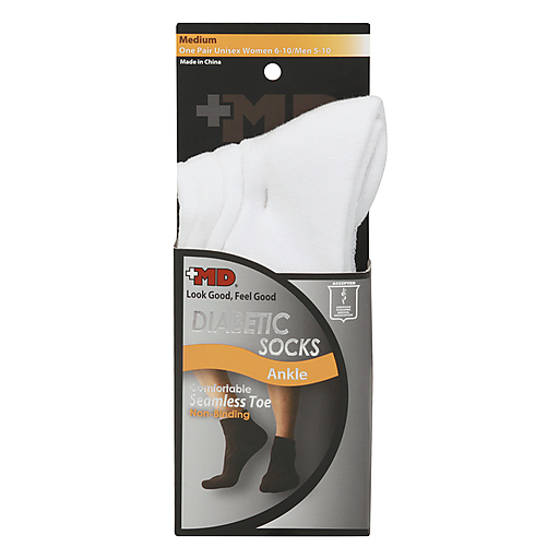 Chaussettes Diabétiques Plus MD – orteil sans couture – Cheville blanche – Moyenne