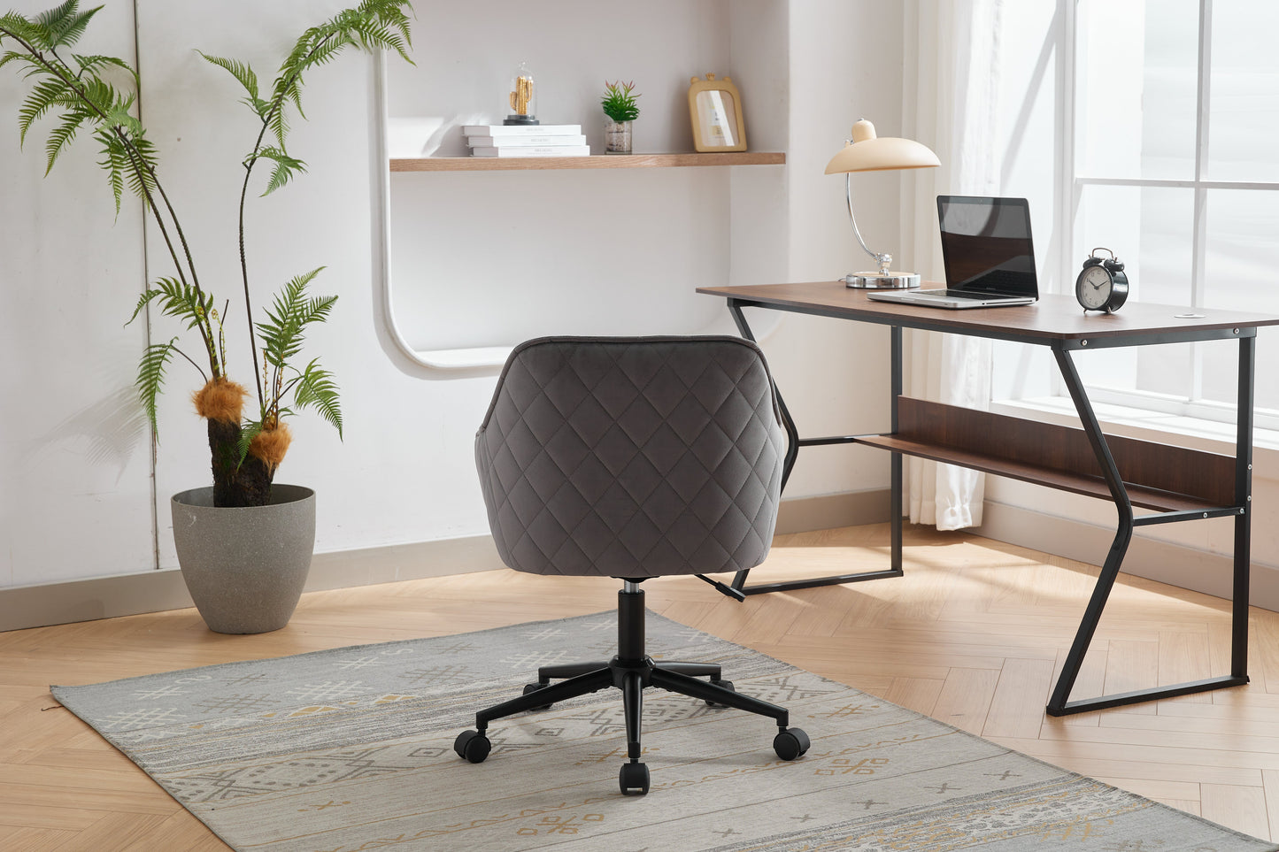 Velvet Office Desk Chair, Modern Home Desk Chair with Wheels , Vanity Chairs for Living Room, Bedroom,Study Room - Korvel