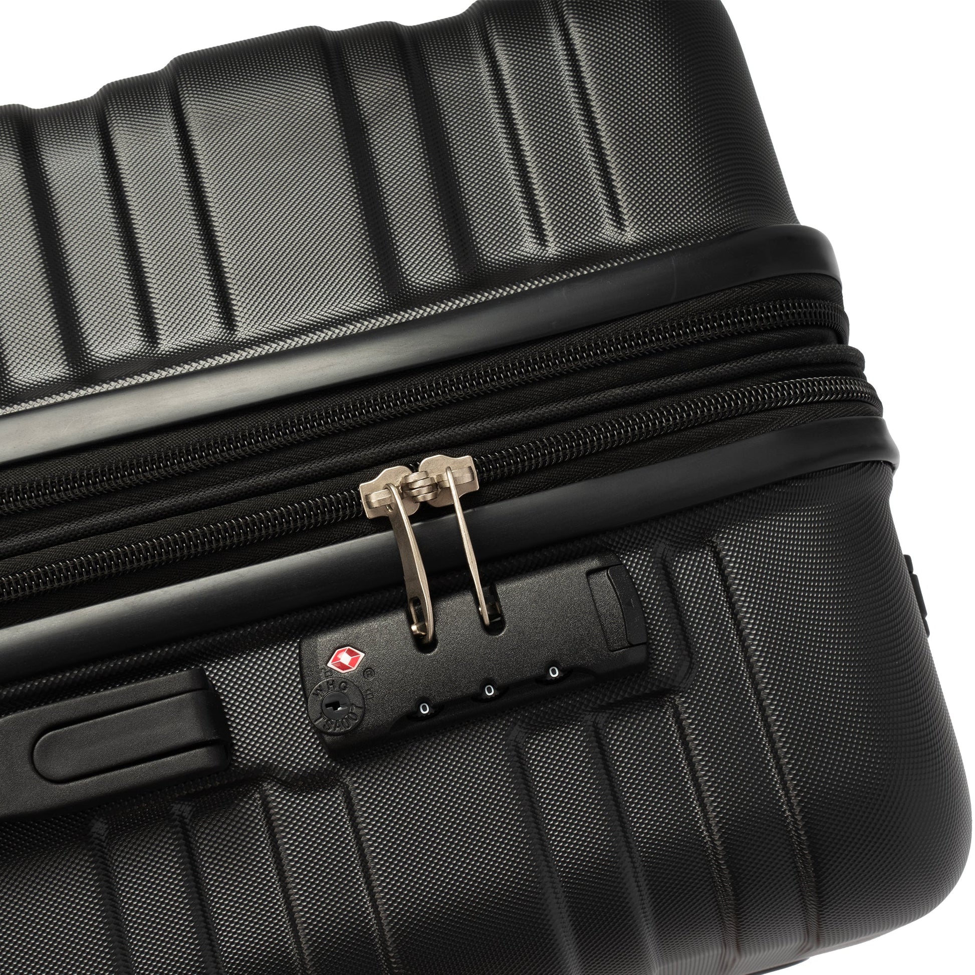 Hardshell Luggage Sets 3 Pcs Spinner Suitcase with TSA Lock Lightweight 20''24''28''   Black + ABS - Korvel