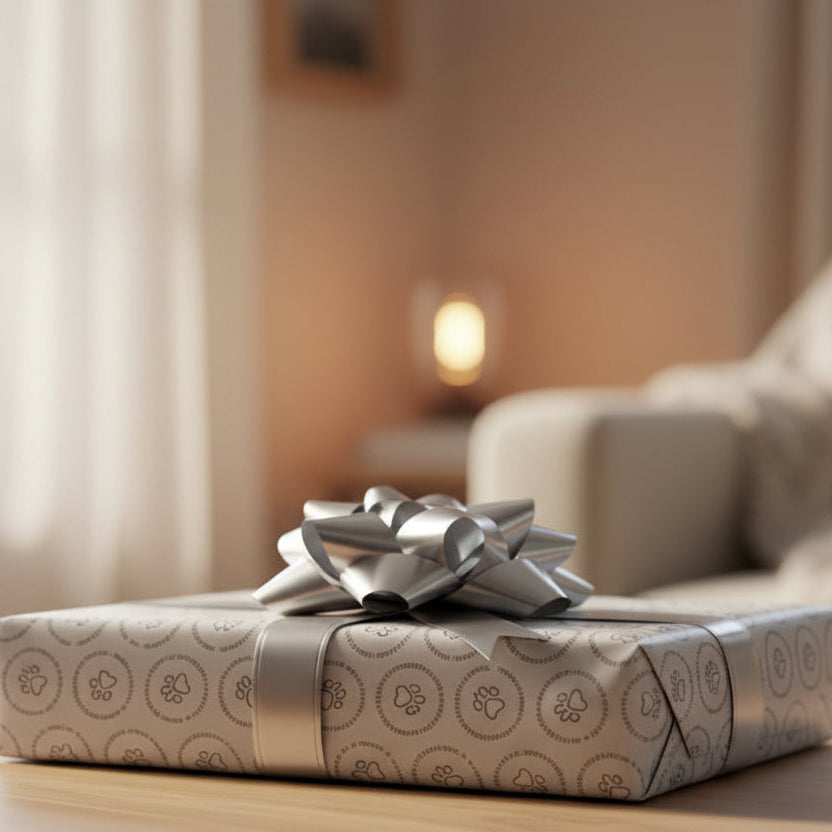 El papel de regalo aprobado por el gato - Humor temático de gatos