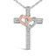 Collier Pendentif Croix et Cœur en Or Rose 14K Plaqué Diamant