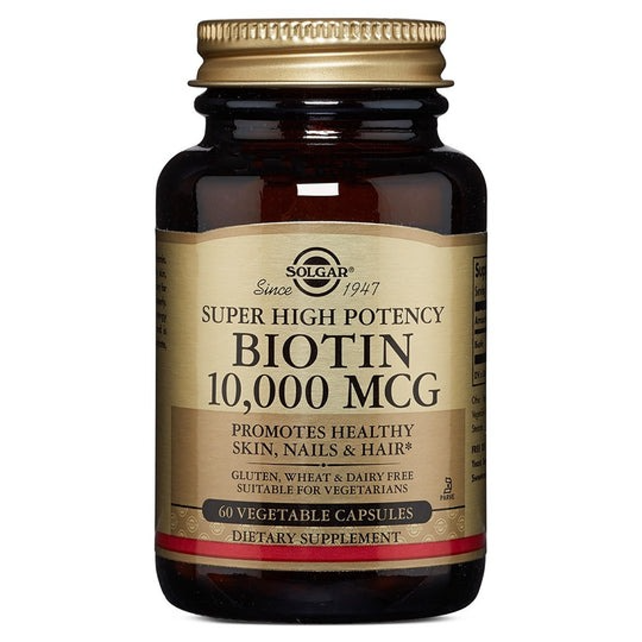 Solgar Super High Potency Biotin 10,000 Mcg - 60 Vegetable Capsules