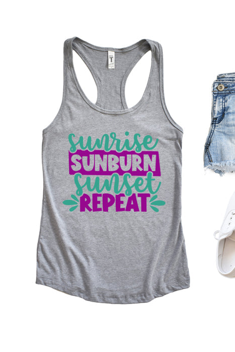 Sunrise Sunburn Sunset Racerback Tank Top - Korvel