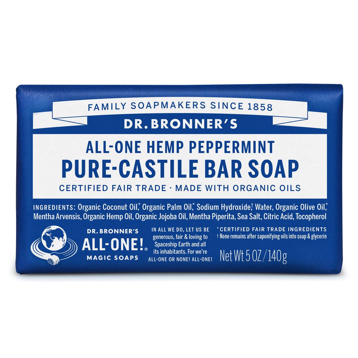 Jabón de Barra Puro de Castile de Dr Bronner - Menta 5 Oz