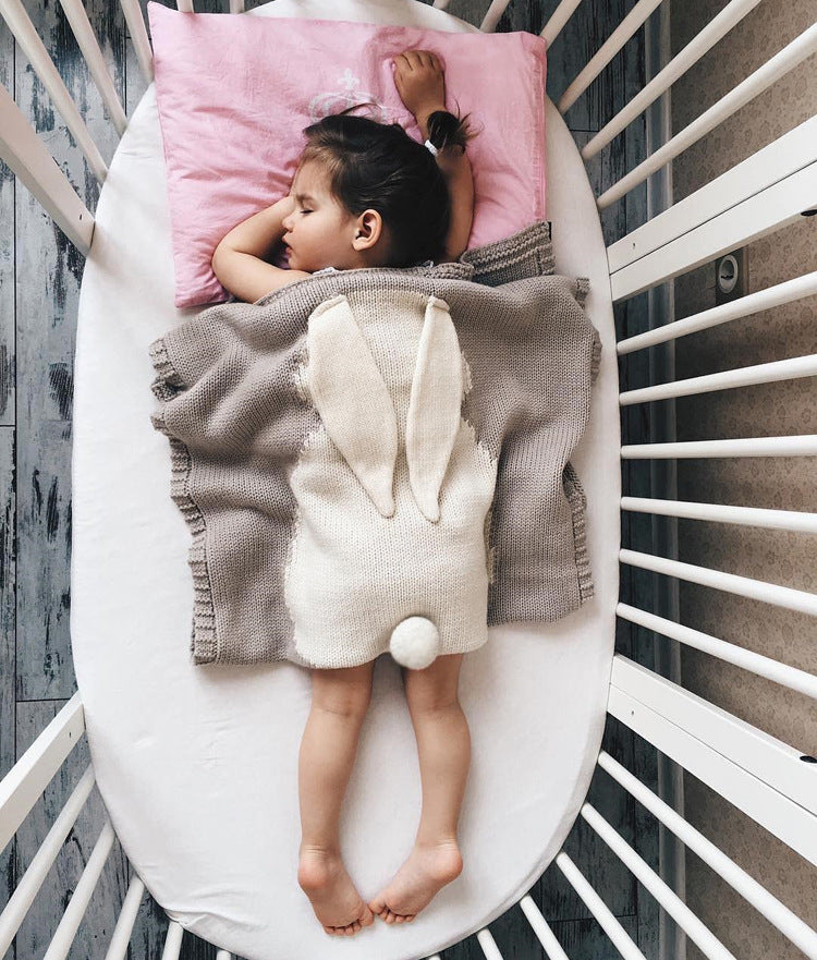New Rabbit Ears Blanket Three Dimensional Rabbit Blanket Children's Knitted Blanket Baby Blanket - Korvel