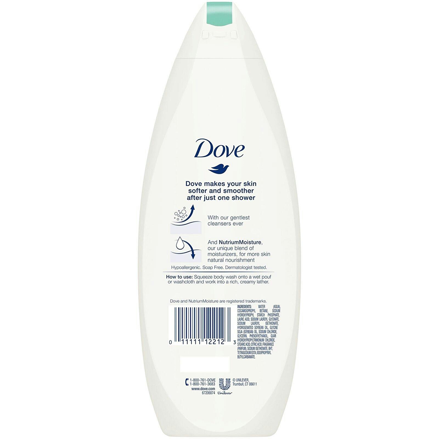 Dove Gel de Ducha para Piel Sensible - 12 oz - Hipoalergénico y Sin Fragancia