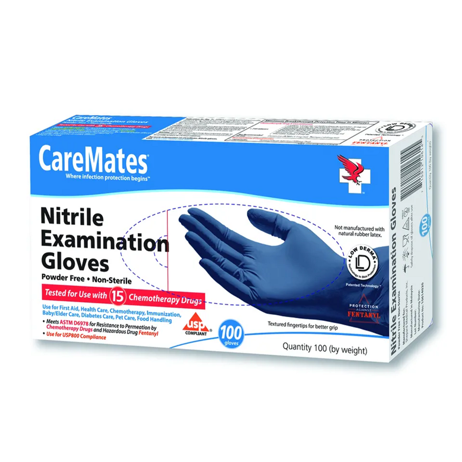Gants d'examen en nitrile sans poudre CareMates - Moyen