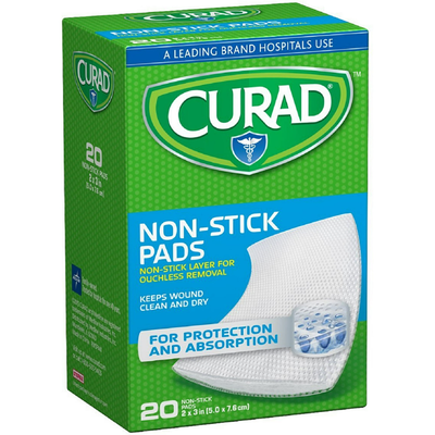Tampons non adhésifs Curad - 2 x 3 pouces, 20 unités