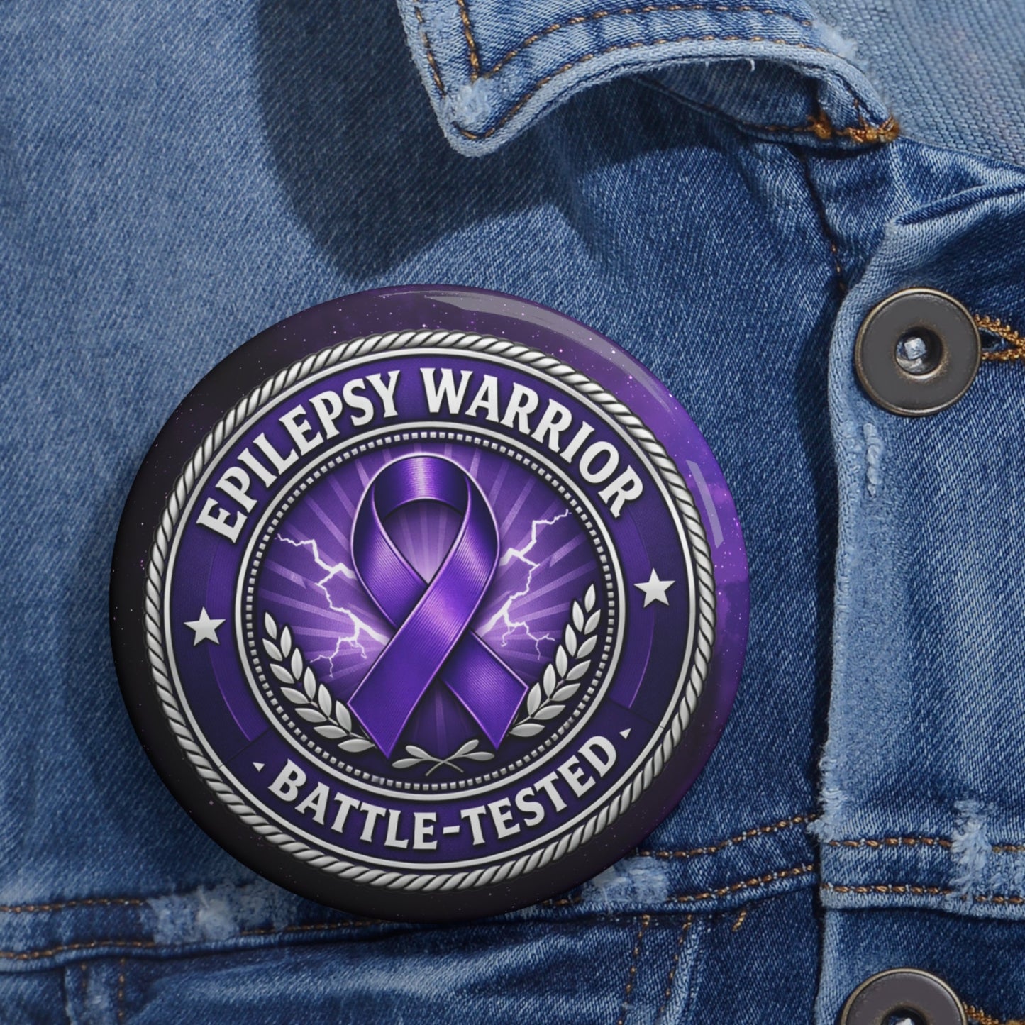 Botón de Pinback Guerrero de Epilepsia - Diseño a Prueba de Batallas