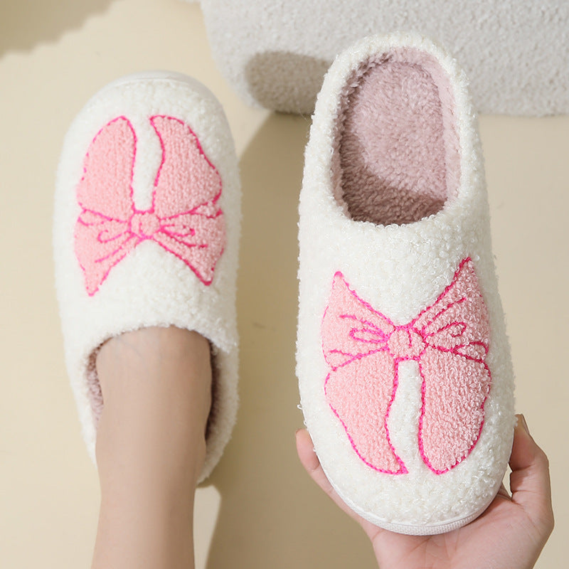 Chaussons en coton avec nœud en cartoon mignon